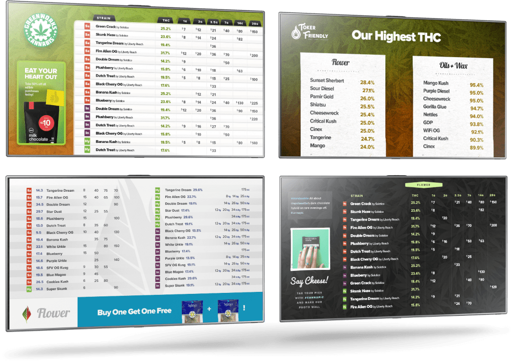 Cannabis Tv Menus